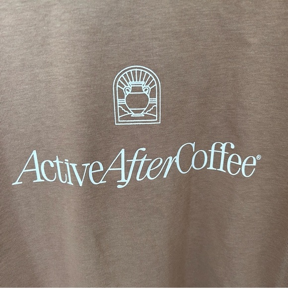 NWT Active After Coffee Crew T-Shirt Tan Unisex Size Small 100% Cotton oversized - Picture 6 of 12